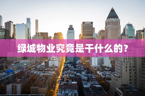 绿城物业究竟是干什么的？