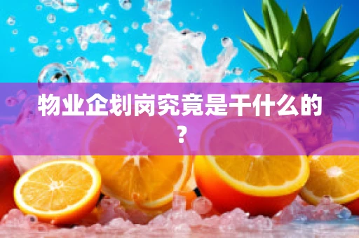 物业企划岗究竟是干什么的？
