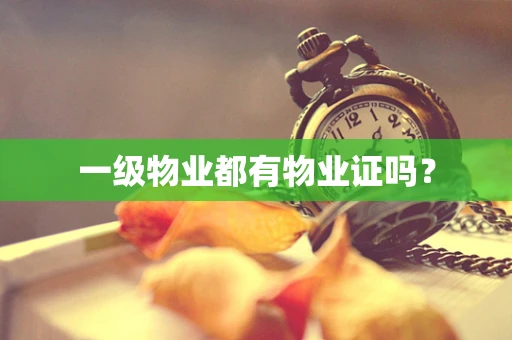 一级物业都有物业证吗？