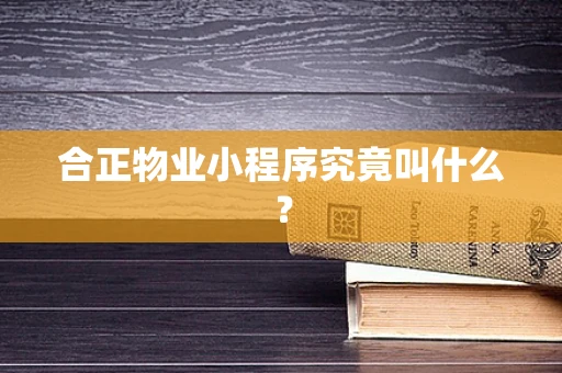 合正物业小程序究竟叫什么？