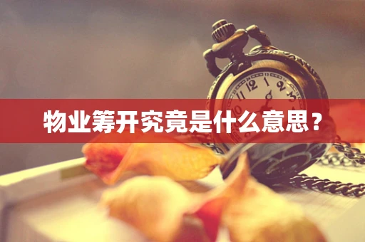 物业筹开究竟是什么意思？