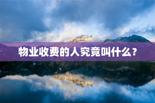 物业收费的人究竟叫什么？